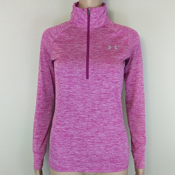 Under Armour Tops - [Under Armour] Pink heathered half zip pullover XS
